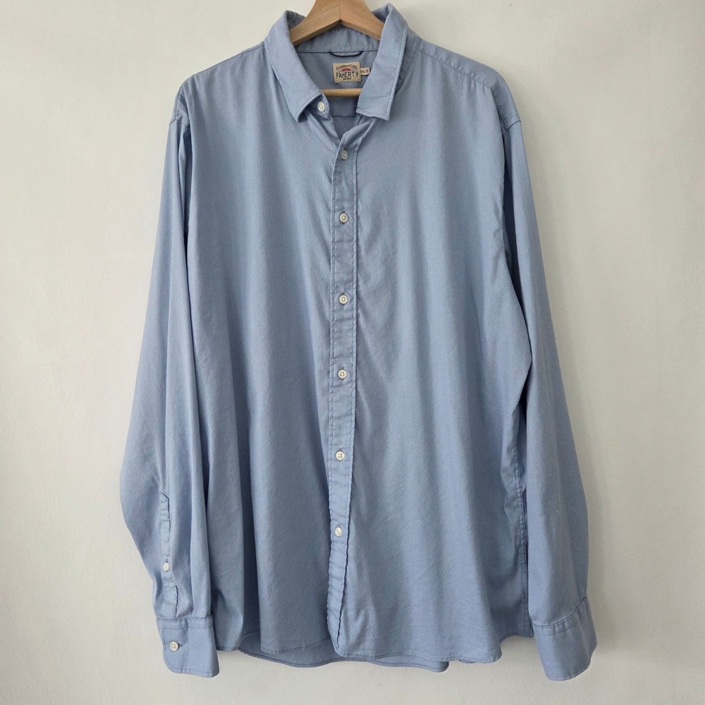 Faherty Brand Movement Shirt Mens XXL Blue Supima Cotton Stretch Button‎ Down - Picture 2 of 6